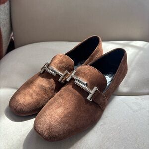 Tod's Rich Brown Suede Moccasins with Silver Detail
